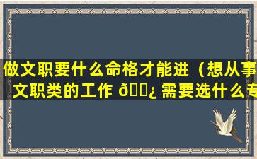 做文职要什么命格才能进（想从事文职类的工作 🌿 需要选什么专业）